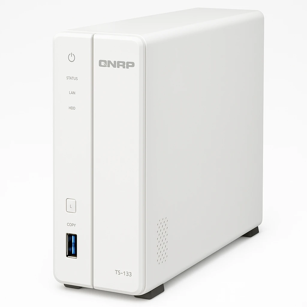 QNAP TS-133 - Servidor NAS - 1 compartimentos - SATA 6Gb/s - RAID 5, 6, 10, 0, 1, 50, 60, JBOD - RAM 2 GB - Gigabit Ethernet - iSCSI soporta