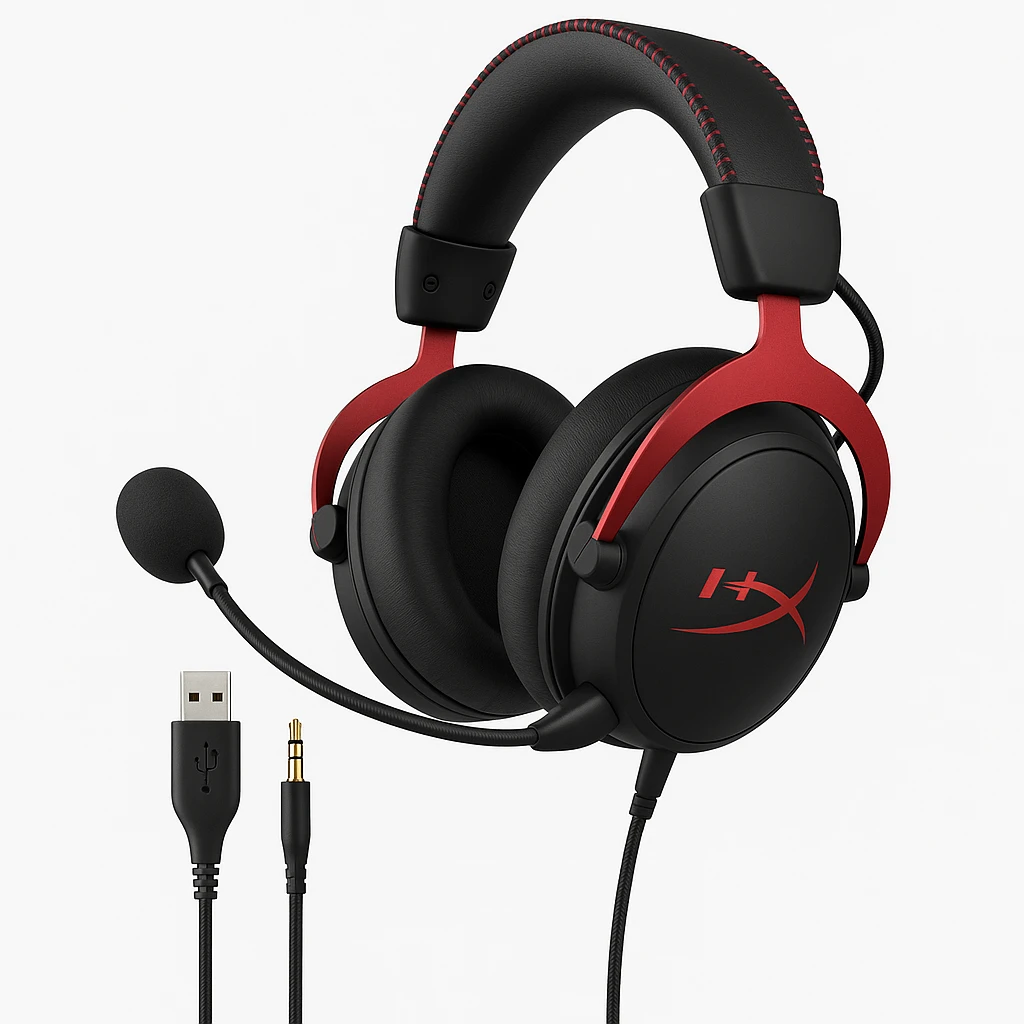HyperX Cloud 3 - Auricular - tamaño completo - cableado - USB, conector de 3,5 mm - negro, rojo
