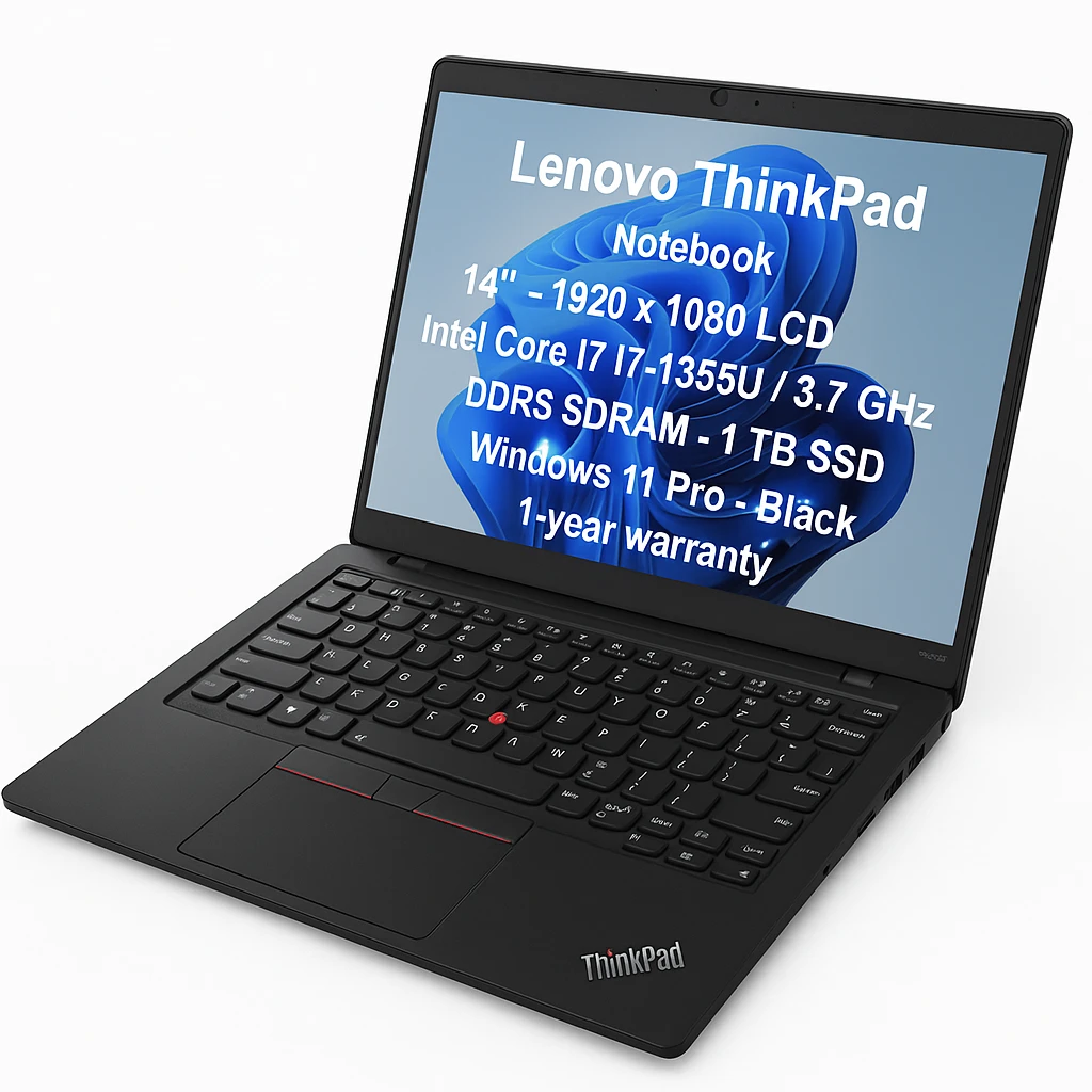 Lenovo ThinkPad - Notebook - 14" - 1980 x 1080 LCD - Intel Core i7 I7-1355U / 3.7 GHz - DDR5 SDRAM - 1 TB SSD - Windows 11 Pro - Black - Spanish - 1-year warranty