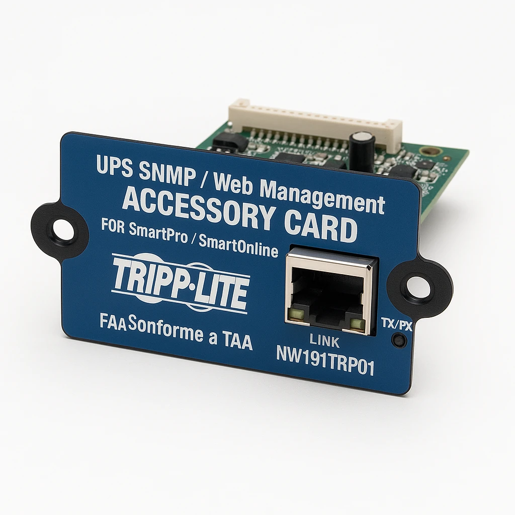 Tripp Lite UPS SNMP / Web Management Accessory Card for SmartPro / SmartOnline UPS Systems - Adaptador de administración remota - 10Mb LAN - 10Base-T - Conforme a la TAA