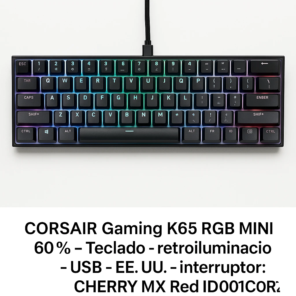 CORSAIR Gaming K65 RGB MINI 60% - Teclado - retroiluminación - USB - EE. UU. - interruptor: CHERRY MX Red