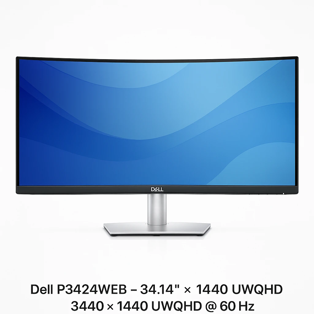 Dell P3424WEB - Monitor LED - curvado - 34" (34.14" visible) - 3440 x 1440 UWQHD @ 60 Hz - IPS - 300 cd/m² - 1000:1 - 5 ms - HDMI, DisplayPort, USB-C - altavoces