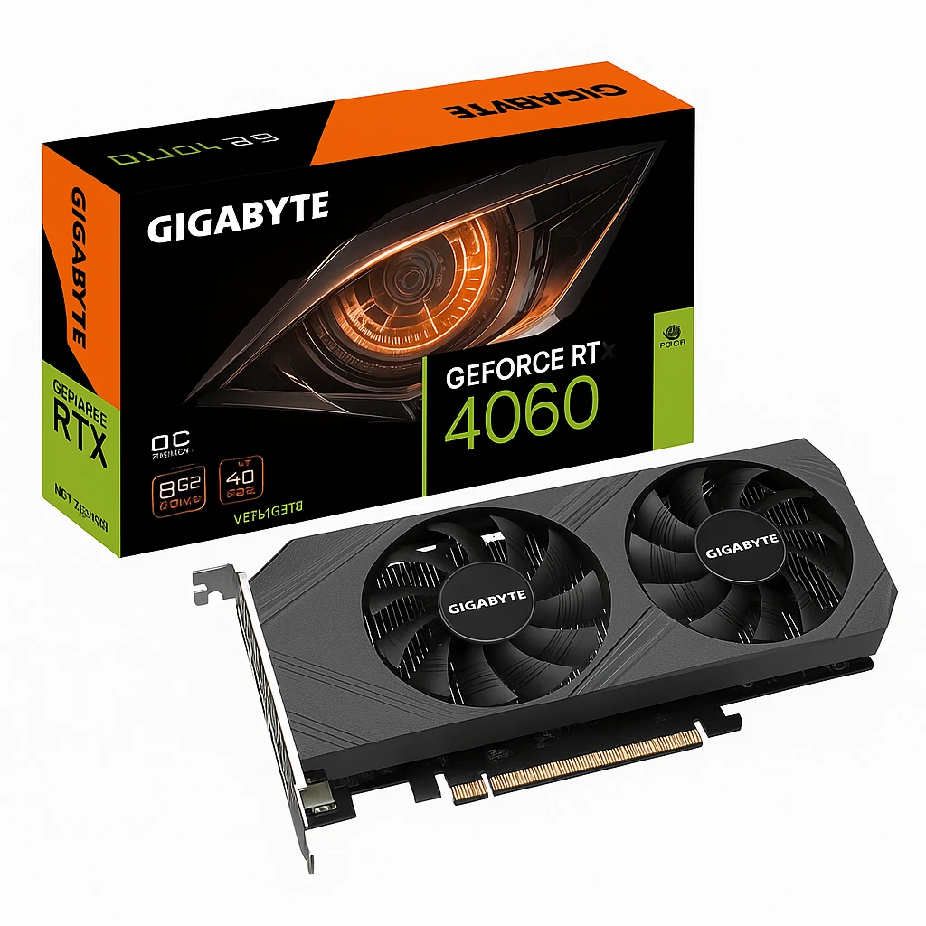 Gigabyte GeForce RTX 4060 8G - OC Edition - tarjeta gráfica - GeForce RTX 4060 - 8 GB GDDR6 - PCIe 4.0 perfil bajo - 2 x DisplayPort, 2 x HDMI - caja