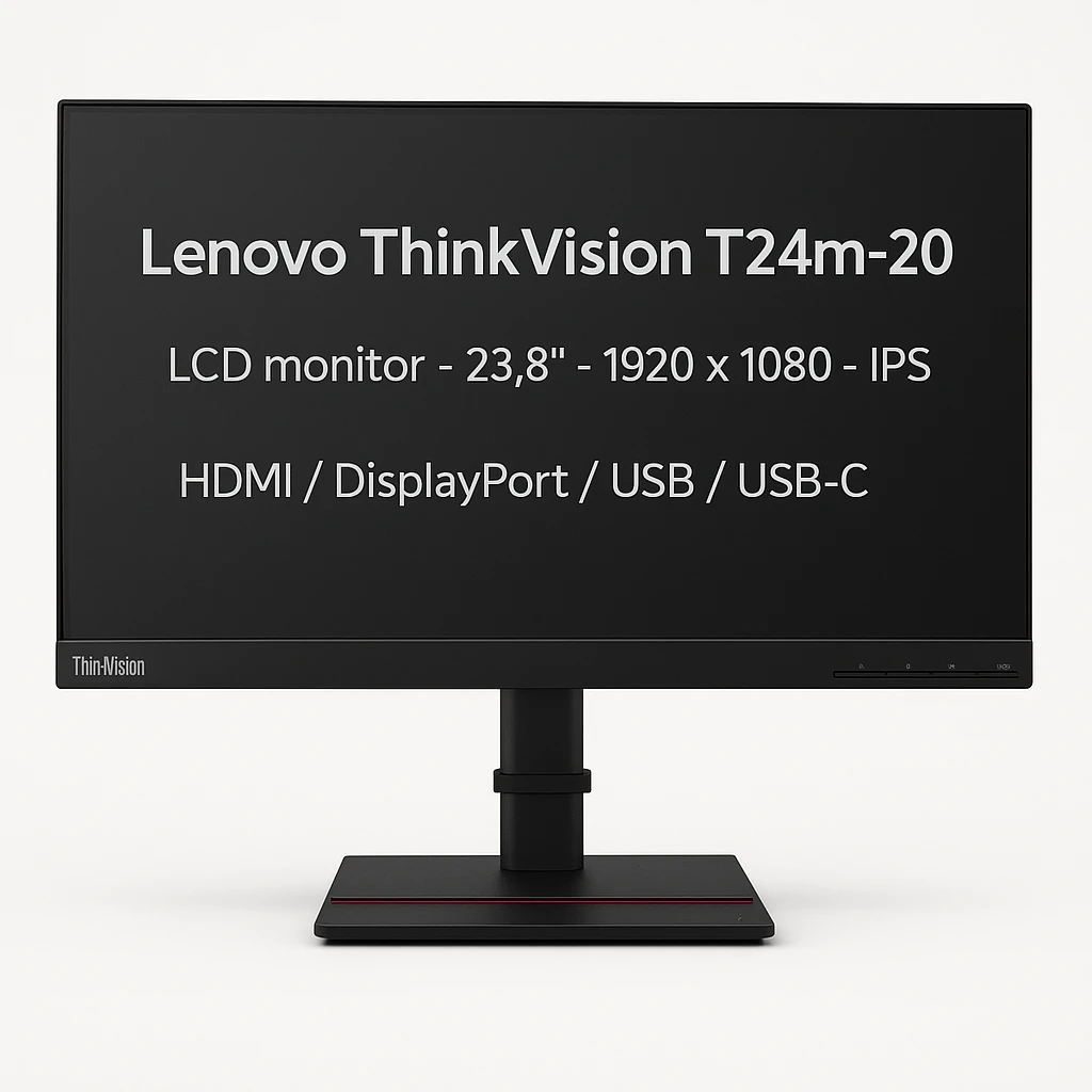 Lenovo ThinkVision T24m-20 - LCD monitor - 23.8" - 1920 x 1080 - IPS - HDMI / DisplayPort / USB / USB-C - Black