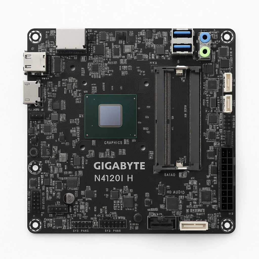 Gigabyte N4120I H - 1.0 - placa base - mini ITX - Intel N-series N4120 - USB 3.2 Gen 1 - Gigabit LAN - gráficos en la placa - HD Audio (8-canales)
