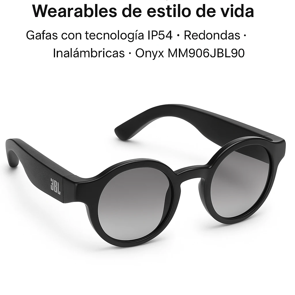Gafas de audio JBL SoundGear Frames Wearables de estilo de vida - Gafas con tecnología IP54 - Redondas - Inalámbricas - Onyx