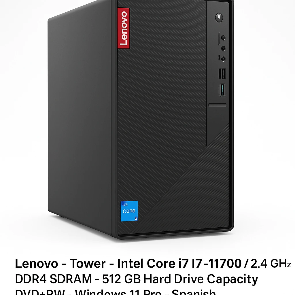 Lenovo - Tower - Intel Core i7 I7-11700 / 2.4 GHz - DDR4 SDRAM - 512 GB Hard Drive Capacity - DVD±RW - Windows 11 Pro - Spanish