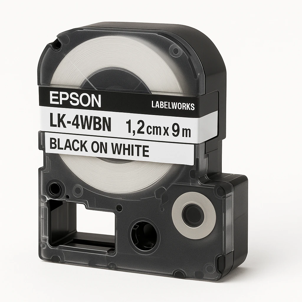 Epson LabelWorks LK-4WBN - Negro sobre blanco - Rollo (1,2 cm x 9 m) 1 cinta(s) cinta de etiqueta - para LabelWorks LW-1000, 300, 400, 600, 700, 900, K400, Z700, Z710, Z900
