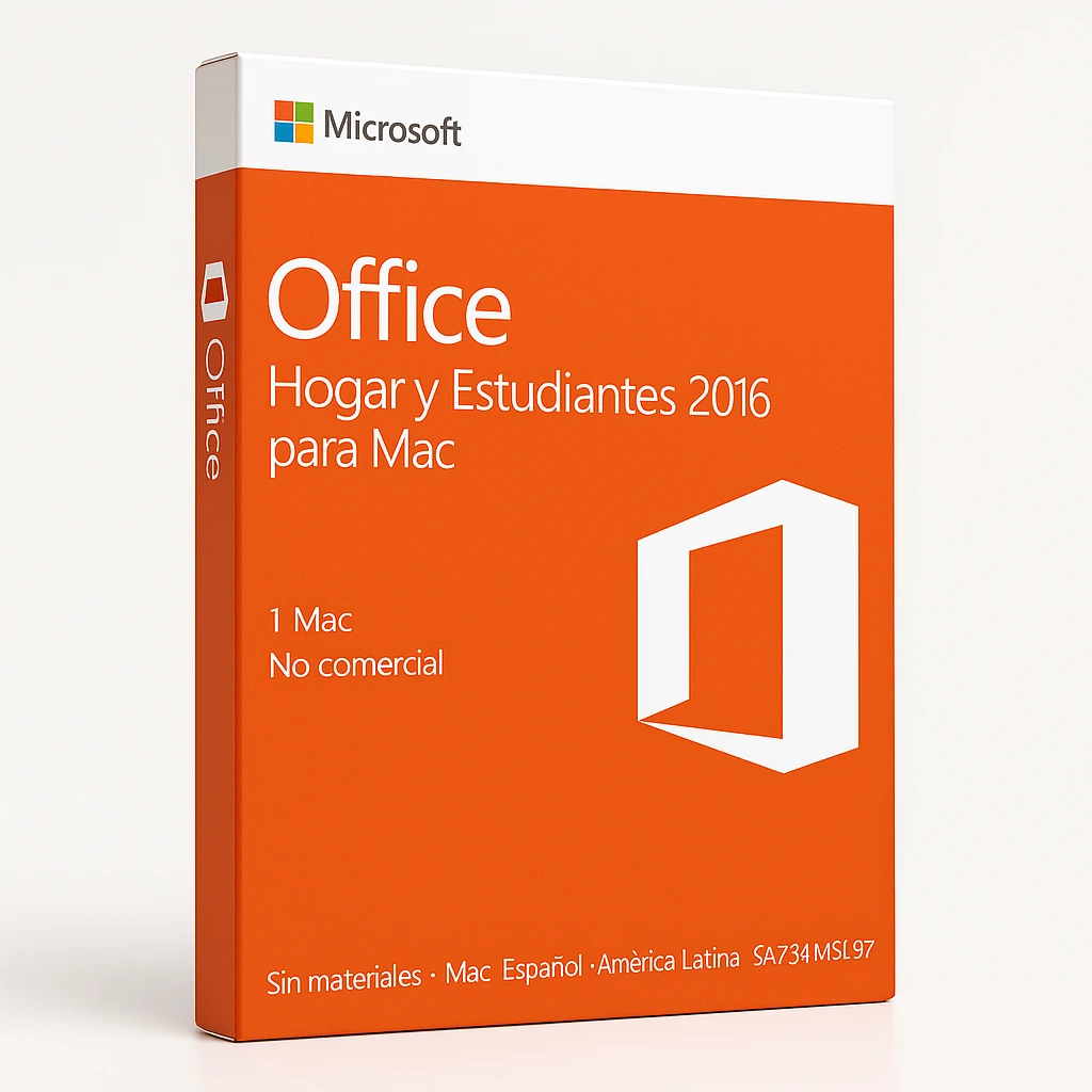 Microsoft Office Hogar y Estudiantes 2016 para Mac - Caja de embalaje - 1 Mac - no comercial - sin materiales - Mac - Español - América Latina