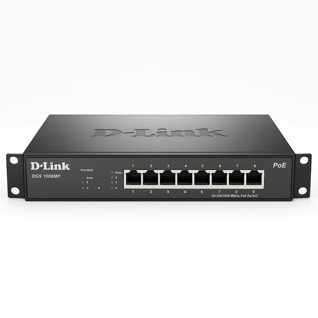 D-Link DGS 1008MP - Conmutador - sin gestionar - montaje en rack - PoE (140 W)