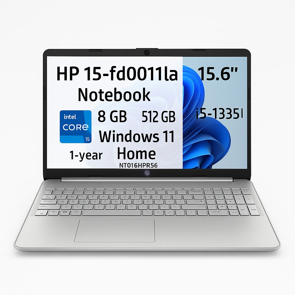 HP 15-fd0011la - Notebook - 15.6" - Intel Core i5 I5-1335U - 8 GB - 512 GB - Windows 11 Home - 1-year warranty