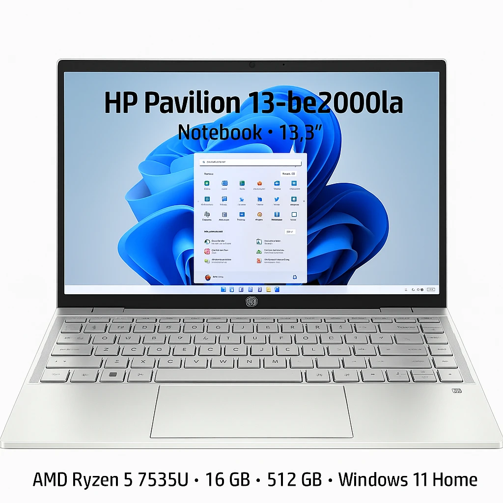 HP Pavilion 13-be2000la - Notebook - 13.3" - AMD Ryzen 5 7535U - 16 GB - 512 GB - Windows 11 Home - 1-year warranty