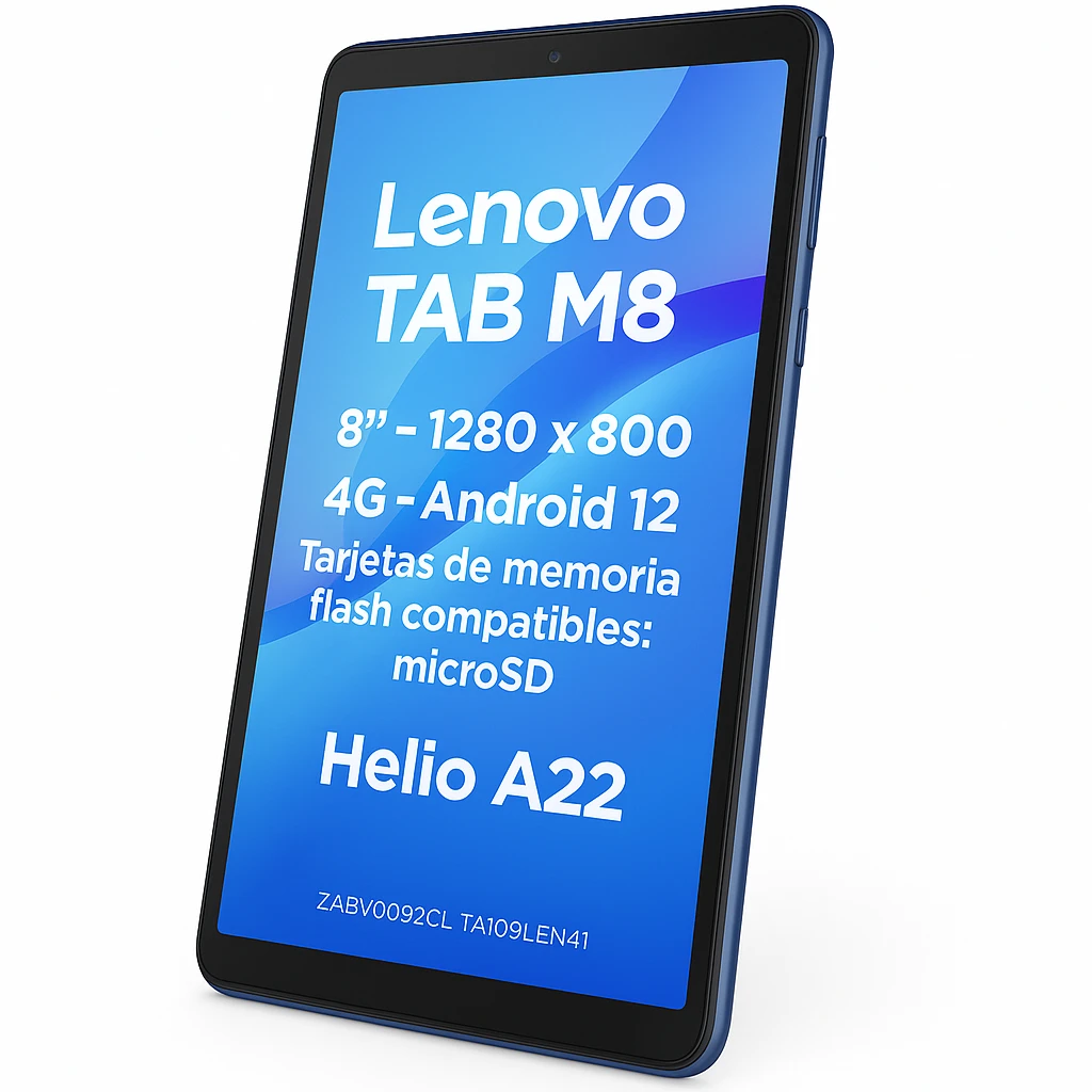 Lenovo - TAB M8 - 8" - 1280 x 800 - 4G - Android 12 - Tarjetas de memoria flash compatibles: microSD - Helio A22 - Blue - ZABV0092CL