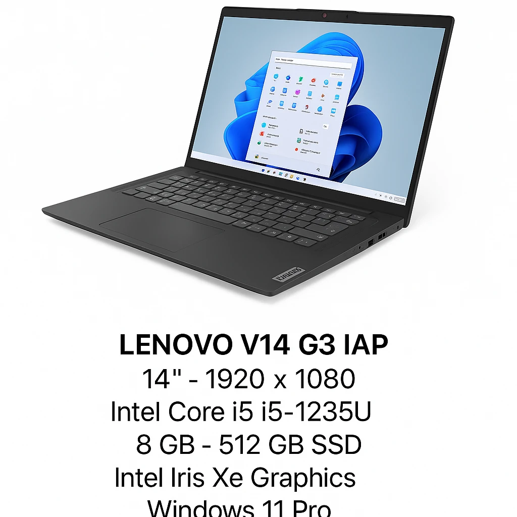 Lenovo V14 G3 IAP - Ordenador portátil - 14" - 1920 x 1080 - Intel Core i5 I5-1235U - 8 GB - 512 GB SSD - Intel Iris Xe Graphics - Windows 11 Pro