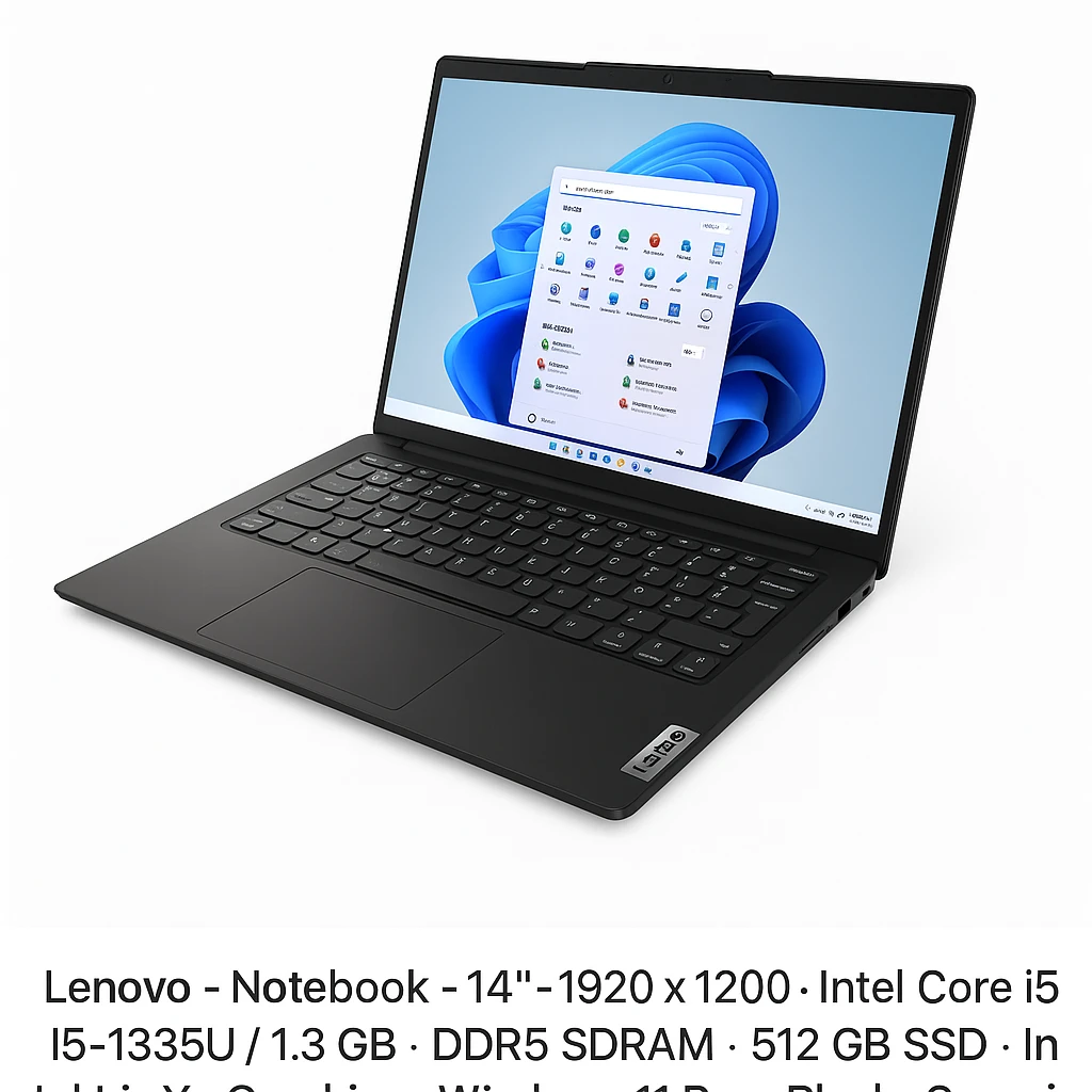 Lenovo - Notebook - 14" - 1920 x 1200 - Intel Core i5 I5-1335U / 1.3 GHz - 16 GB - DDR5 SDRAM - 512 GB SSD - Intel Iris Xe Graphics - Windows 11 Pro - Black - Spanish - 1-year warranty - 21HE