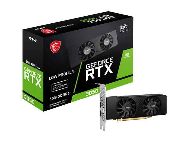 MSI - GeForce RTX 3050 LP 6G OC - PCI Express 3.0 x16 (x4 mode) - NVIDIA - NVIDIA GeForce RTX 3050 - GDDR6 SDRAM - DisplayPort / HDMI