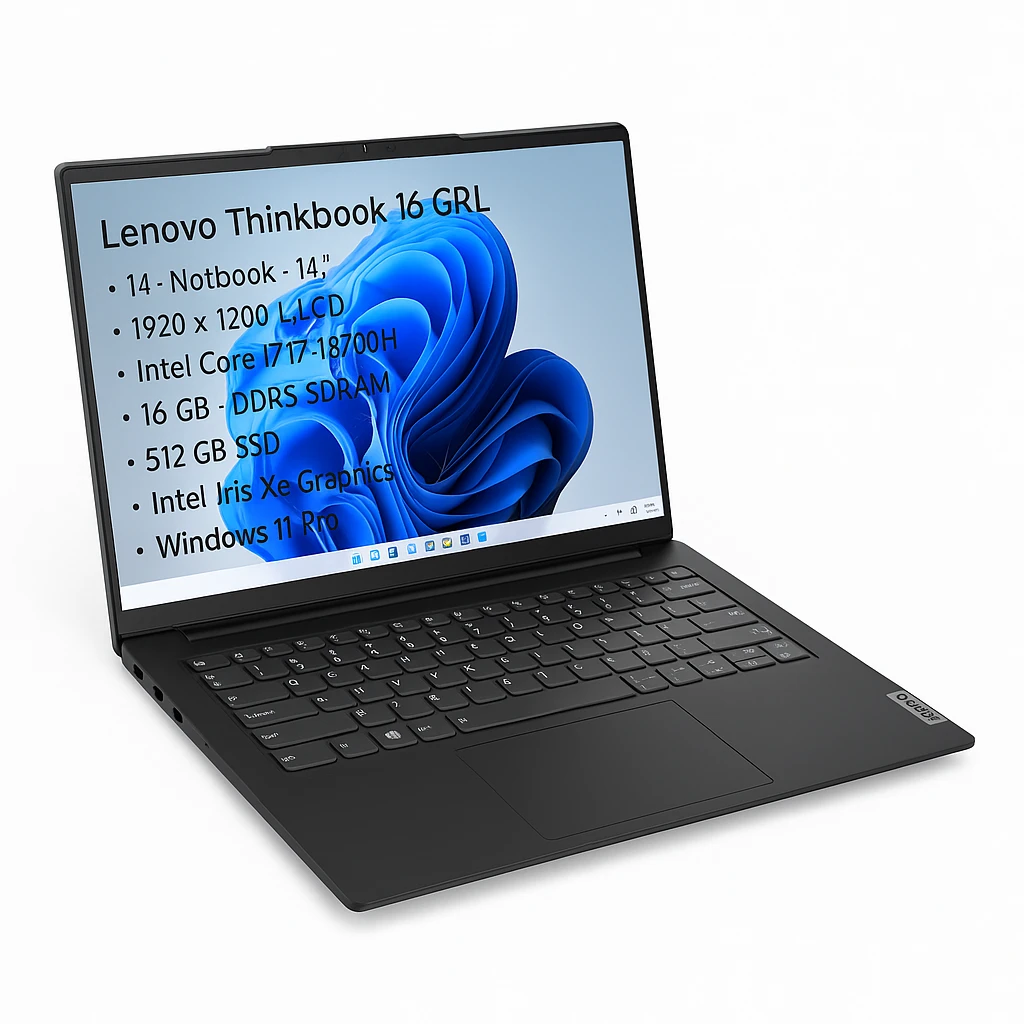 Lenovo ThinkBook 16 G6 IRL - Notebook - 14" - 1920 x 1200 LCD - Intel Core i7 I7-13700H / 3.7 GHz - 16 GB - DDR5 SDRAM - 512 GB SSD - Intel Iris Xe Graphics - Windows 11 Pro - Black - Spanish
