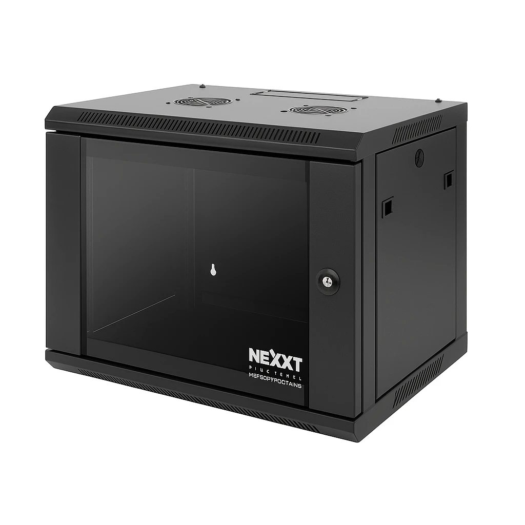 Nexxt Solutions Infrastructure - Wall mount enclosure - SPCC steel / Tempered glass - Black / RAL 9005 - 4U 600X450