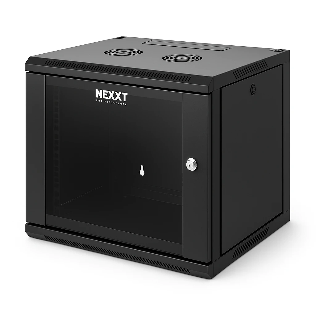 Nexxt Solutions Infrastructure - Wall mount enclosure - SPCC steel / Tempered glass - Black / RAL 9005 - 6U 600X600