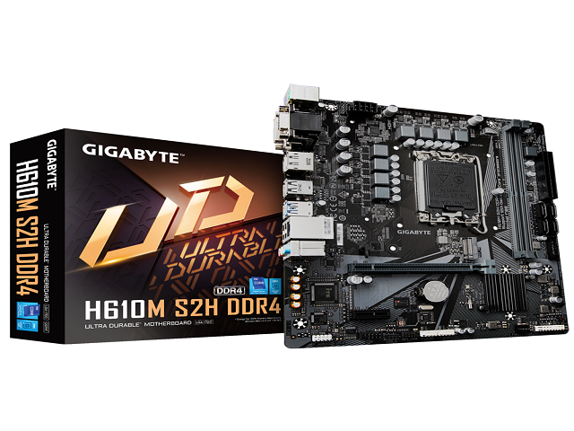 Gigabyte - H610M S2H DDR4 - Motherboard - Micro ATX - LGA1170 Socket - Intel H610 - para Celeron / para Pentium / para Core i3 / para Core i5 / para Core i7 - None