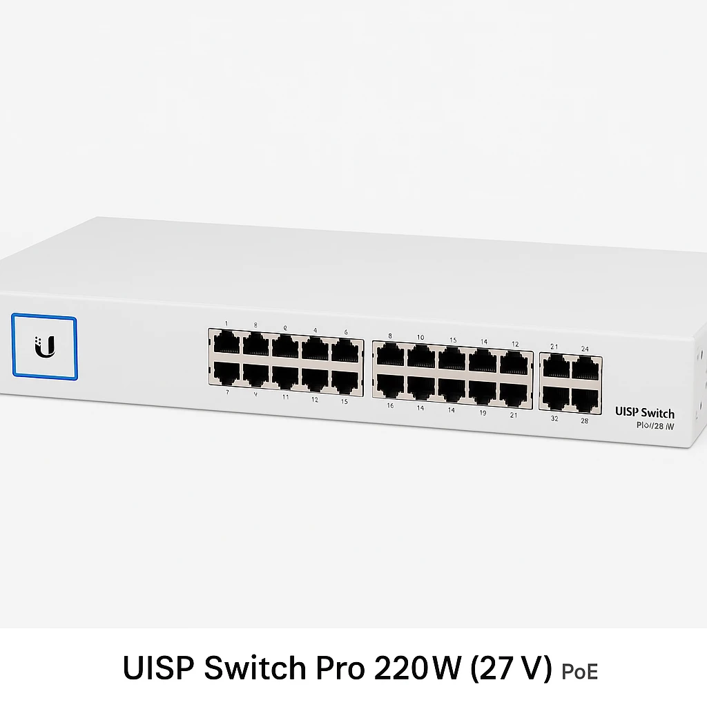 Ubiquiti UISP Switch Pro 220W (27V) PoE switch with (24) GbE RJ45 ports