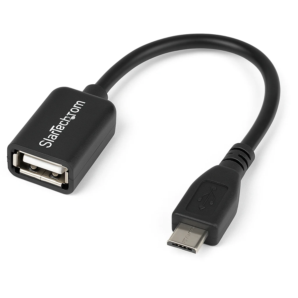 StarTech.com Cable Adaptador de 12cm Micro USB Macho a USB A Hembra OTG para Tablets Smartphones Teléfonos Inteligentes - Negro - Adaptador USB - USB (H) a Micro-USB tipo B (M) - USB 2.0 OTG 