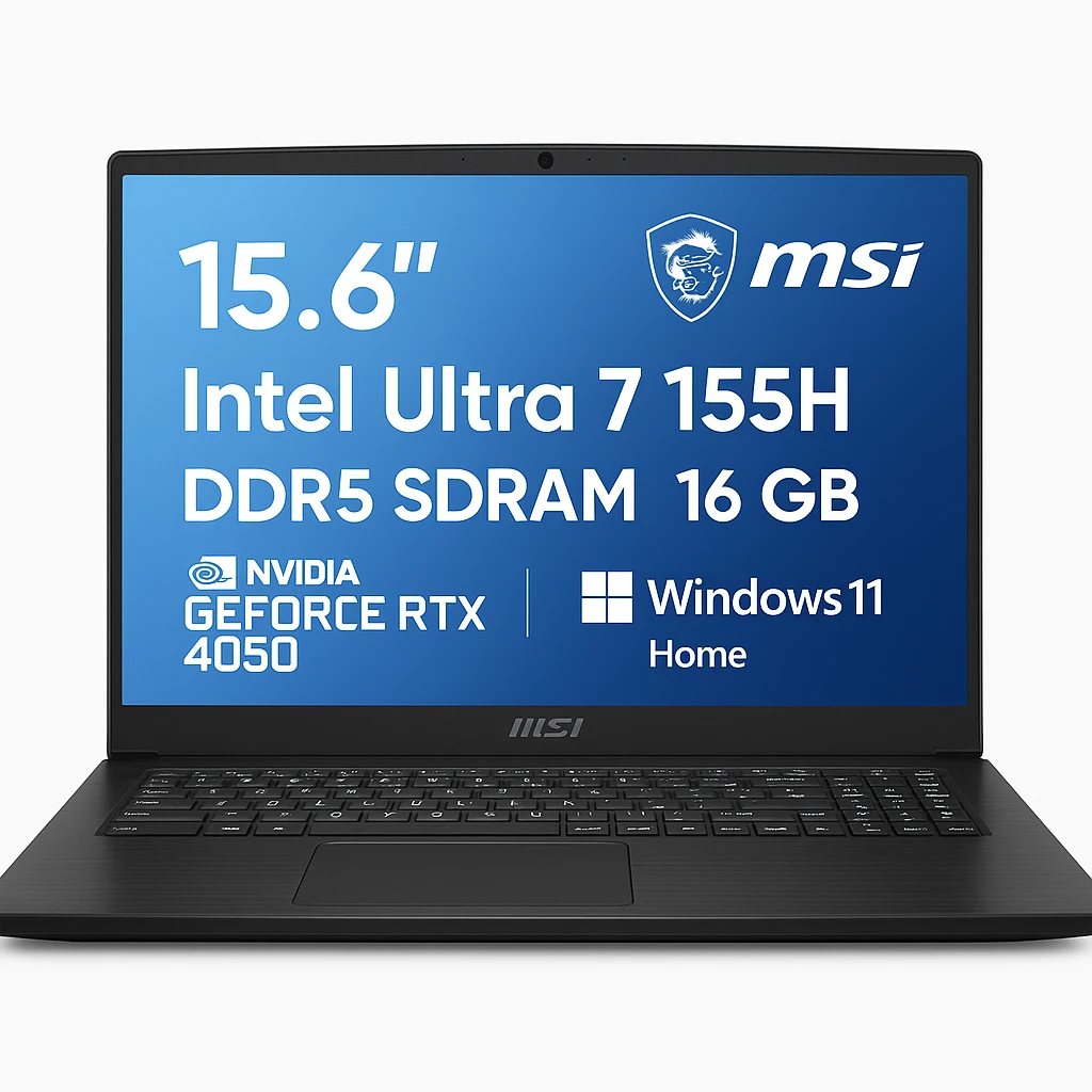 MSI - Notebook - 15.6" - Intel Ultra 7 155h - DDR5 SDRAM - 16 GB - NVIDIA GeForce RTX 4050 - Windows 11 Home