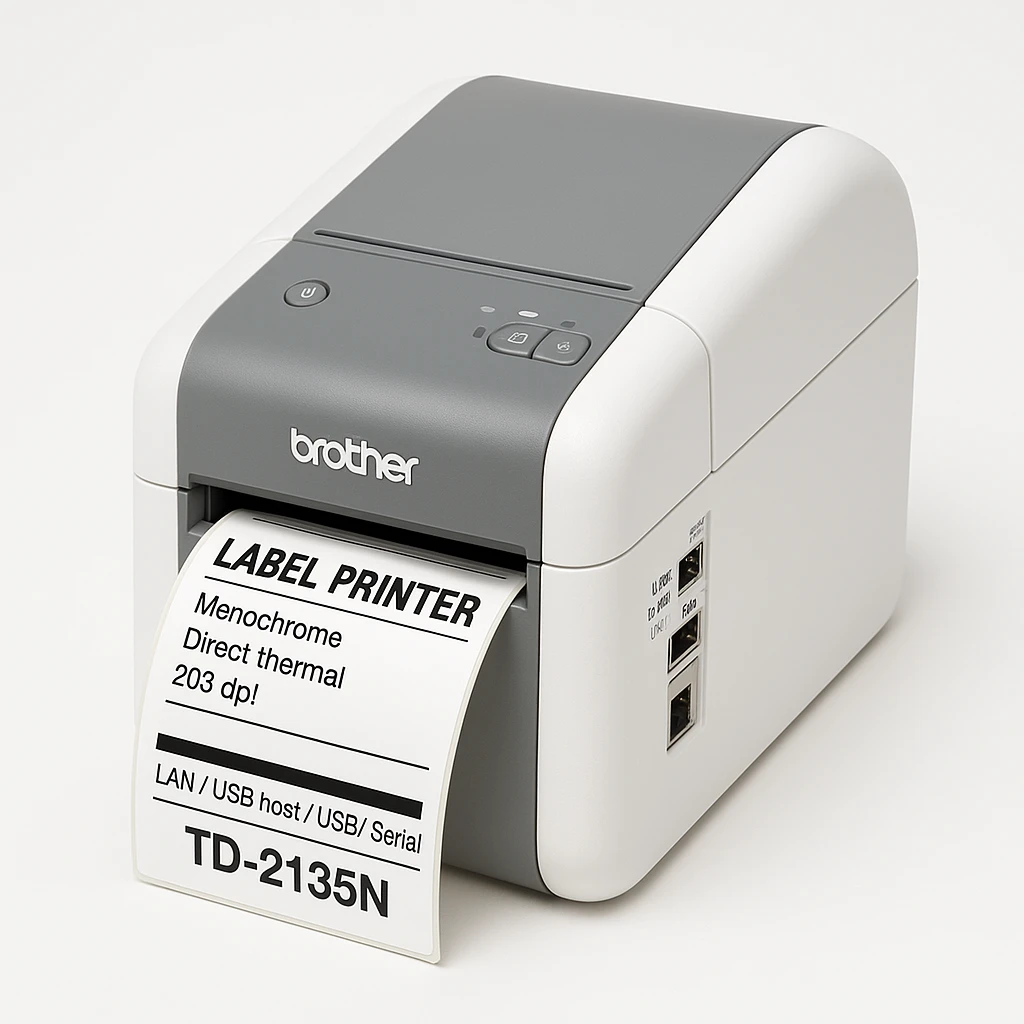 Brother - Label printer - Monochrome - Direct thermal - 203 dpi - LAN / USB host / USB / Serial - TD2135N