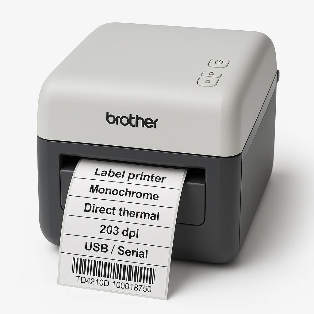 Brother - Label printer - Monochrome - Direct thermal - 203 dpi - USB / Serial - TD4210D