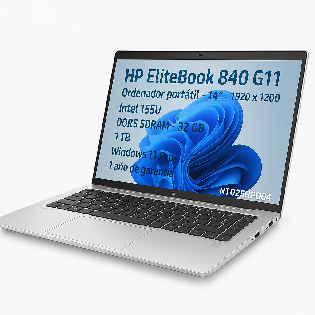 HP EliteBook 840 G11 - Ordenador portátil - 14" - 1920 x 1200 - Intel 155U - DDR5 SDRAM - 32 GB - 1 TB - Windows 11 Pro - 1 año de garantía