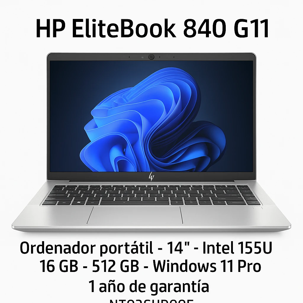 HP EliteBook 840 G11 - Ordenador portátil - 14" - Intel 155U - 16 GB - 512 GB - Windows 11 Pro - 1 año de garantía