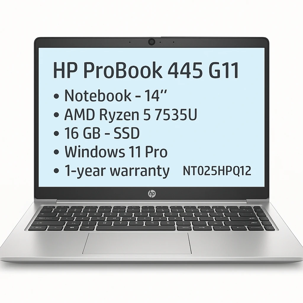 HP ProBook 445 G11 - Notebook - 14" - AMD Ryzen 5 7535U - 16 GB - SSD - Windows 11 Pro - 1-year warranty
