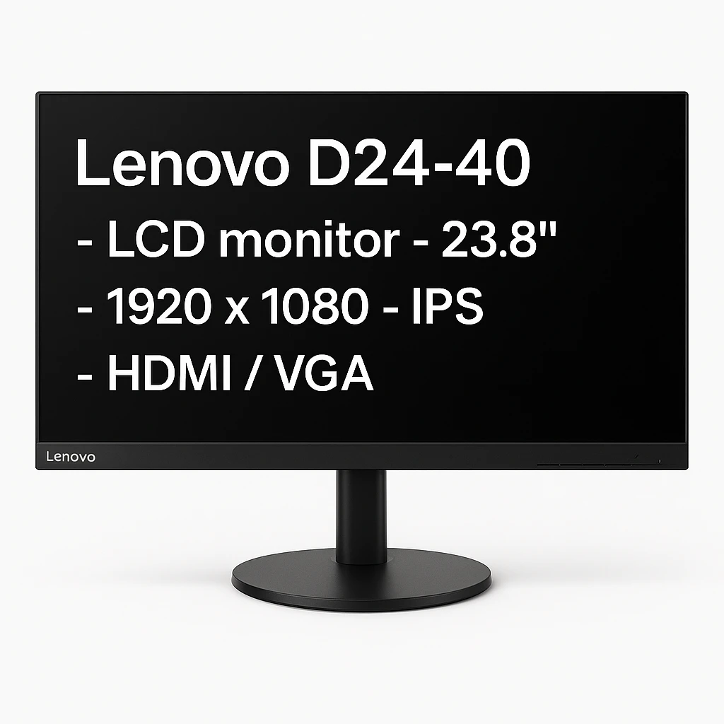 Lenovo D24-40 - LCD monitor - 23.8" - 1920 x 1080 - IPS - HDMI / VGA - Black