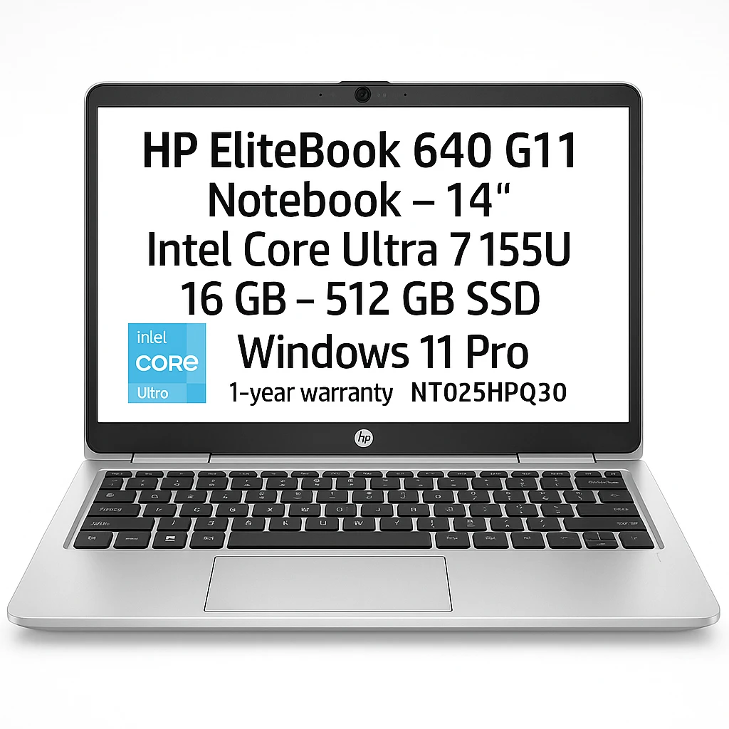 HP EliteBook 640 G11 Notebook - 14" - Intel Core Ultra 7 155U - 16 GB - 512 GB SSD - Windows 11 Pro - 1-year warranty