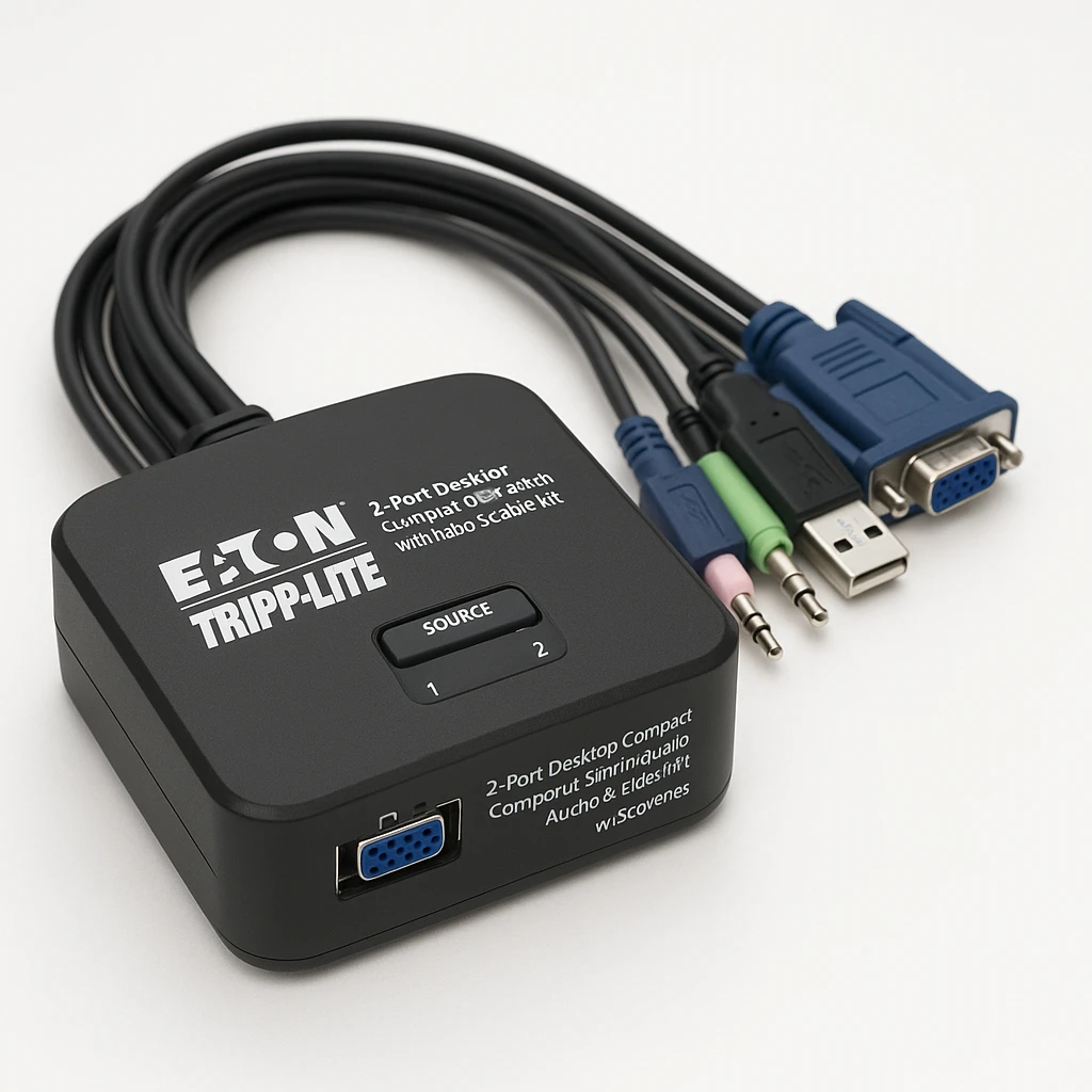 Eaton Tripp Lite series 2-Port Desktop Compact USB KVM Switch with Audio & Cable Kit - Conmutador KVM - 2 x KVM port(s) - 1 usuario local - sobremesa