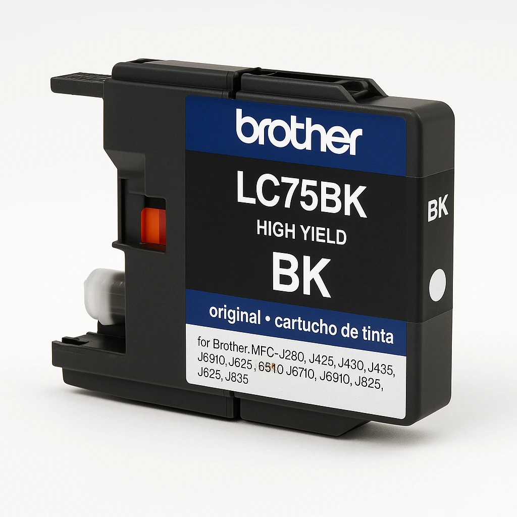 Brother LC75BK - Alto rendimiento - negro - original - cartucho de tinta - para Brother MFC-J280, J425, J430, J435, J5910, J625, J6510, J6710, J6910, J825, J835