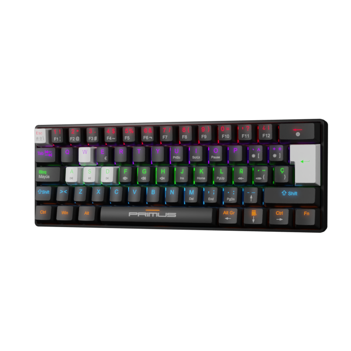 Primus Gaming - Keyboard - Wired - Spanish - USB 2.0 - Ergonomic Design - Black/white