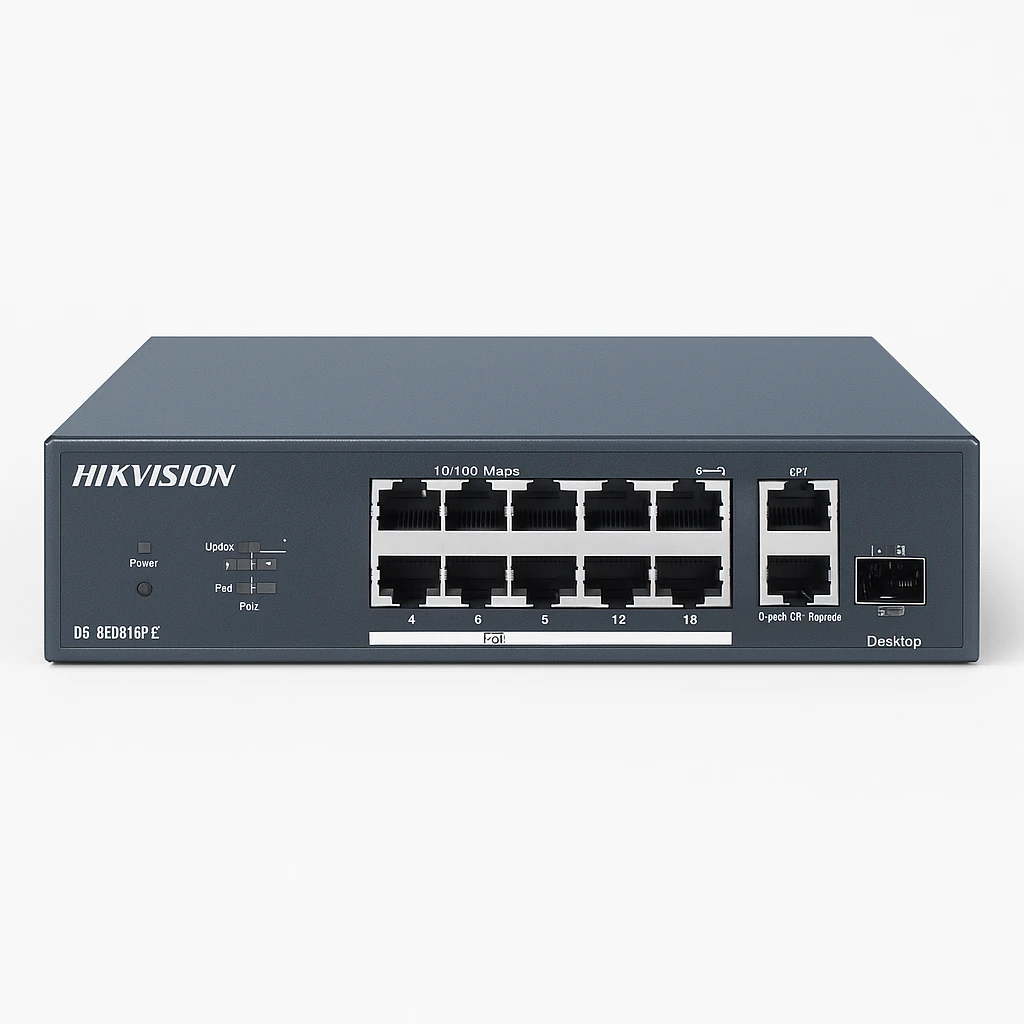 Hikvision DS-3E0318P-E - Conmutador - sin gestionar - 16 x 10/100 (PoE+) + 2 x Gigabit SFP (enlace ascendente) - sobremesa - PoE+ (230 W)