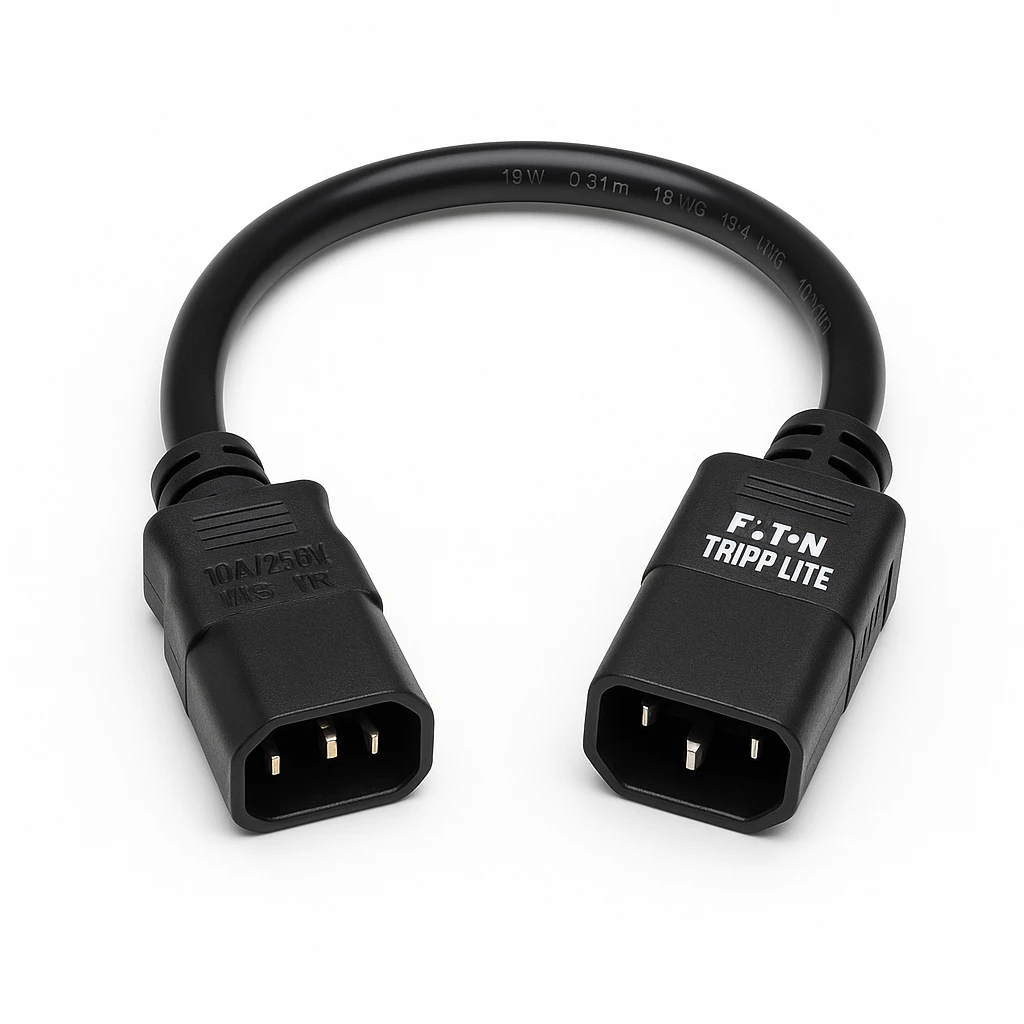 Eaton Tripp Lite Series PDU Power Cord, C13 to C14 - 10A, 250V, 18 AWG, 1 ft. (0.31 m), Black - Cable alargador de alimentación - IEC 60320 C14 a power IEC 60320 C13 - CA 100-250 V - 10 A - 3