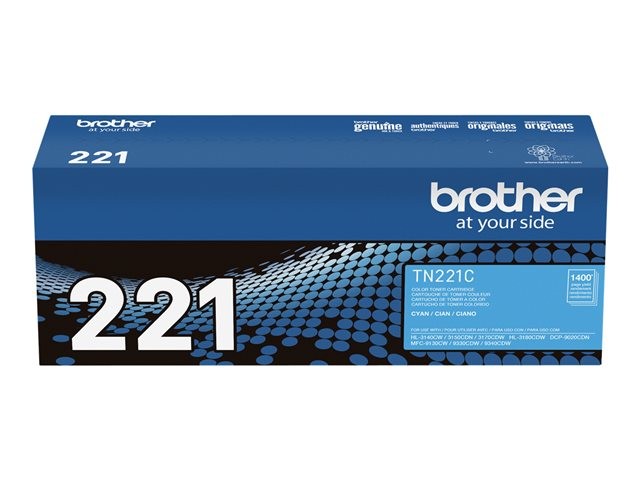 Brother TN221C - Cián - original - caja - cartucho de tóner - para Brother HL-3140, HL-3170, HL-3180, MFC-9130, MFC-9330, MFC-9340