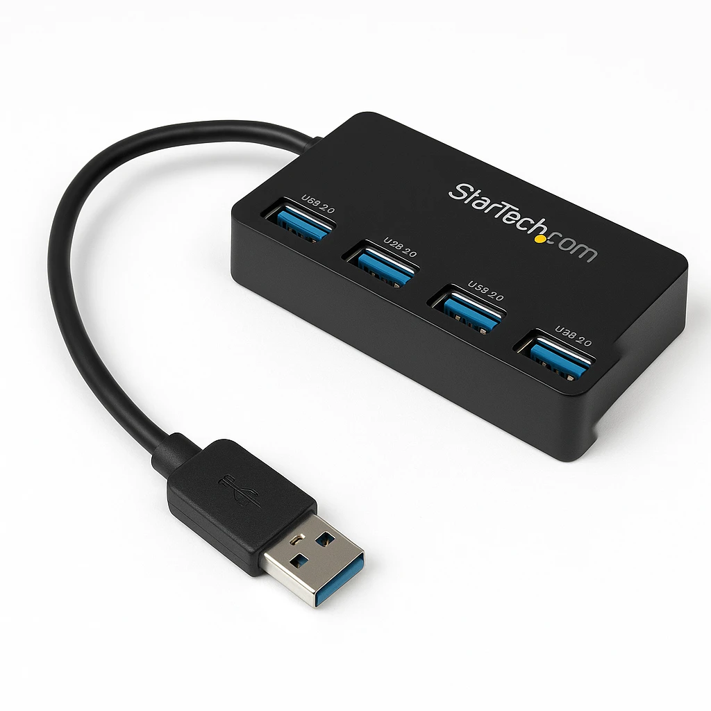 StarTech.com Adaptador Concentrador Hub Ladrón USB 3.0 Super Speed 4 Puertos Salidas Portátil para Laptop Ordenador - Negro - Hub - 4 x SuperSpeed USB 3.0 - sobremesa - para P/N: FCREADMICRO3