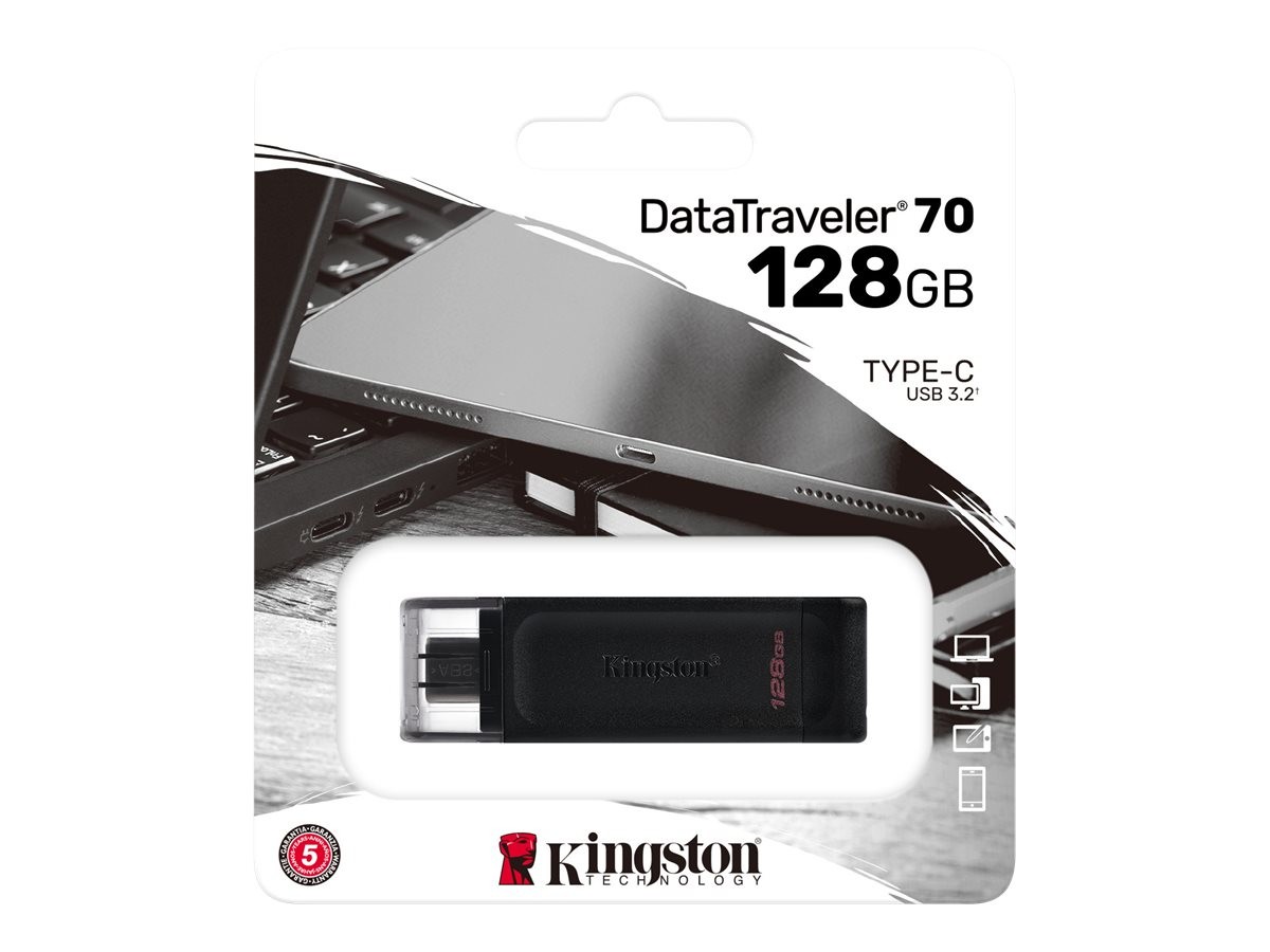 Kingston DataTraveler 70 - Unidad flash USB - 128 GB - USB-C 3.2 Gen 1