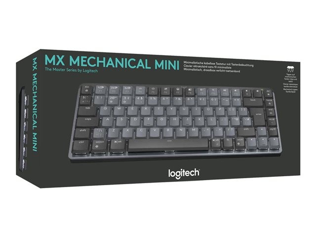 Logitech Master Series MX Mechanical Mini - Teclado - retroiluminación - inalámbrico - Bluetooth LE - QWERTY - español - interruptor: táctil silencioso - grafito